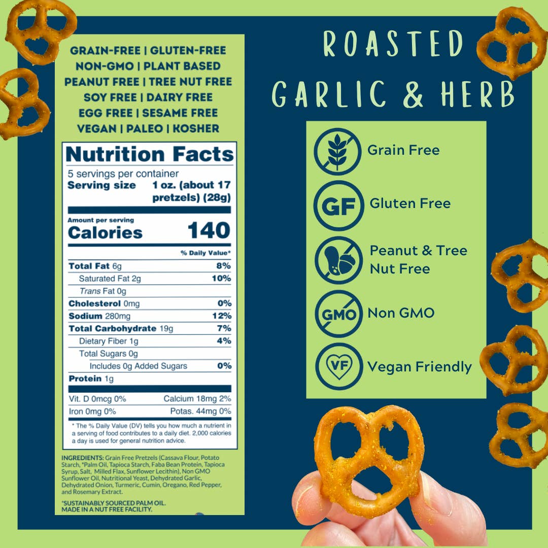 Savor by Suzie Roasted Garlic & Herb Grain Free Pretzels 5 oz